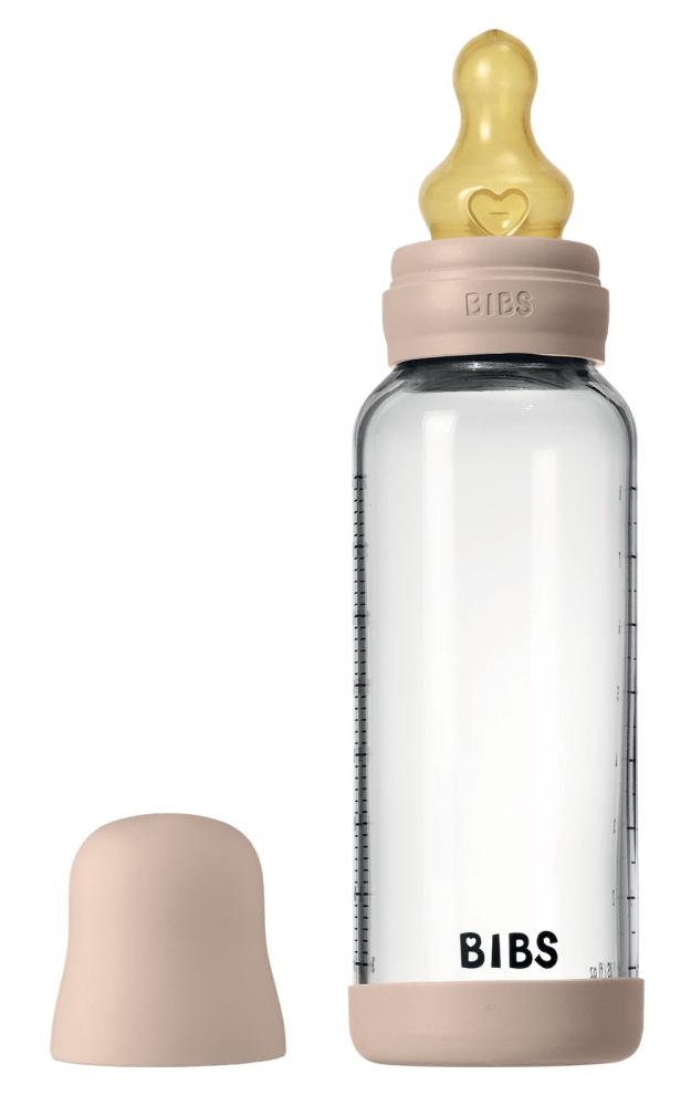 Biberon in vetro con tettarella in lattice 240 ml flusso medio Blush