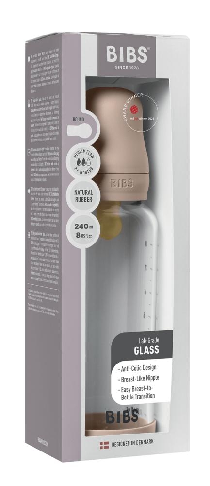 Biberon in vetro con tettarella in lattice 240 ml flusso medio Blush - immagine 3