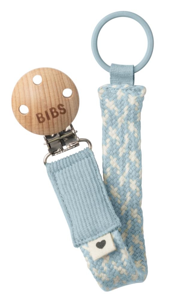 Clip intrecciata per ciuccio Baby Blue/Ivory