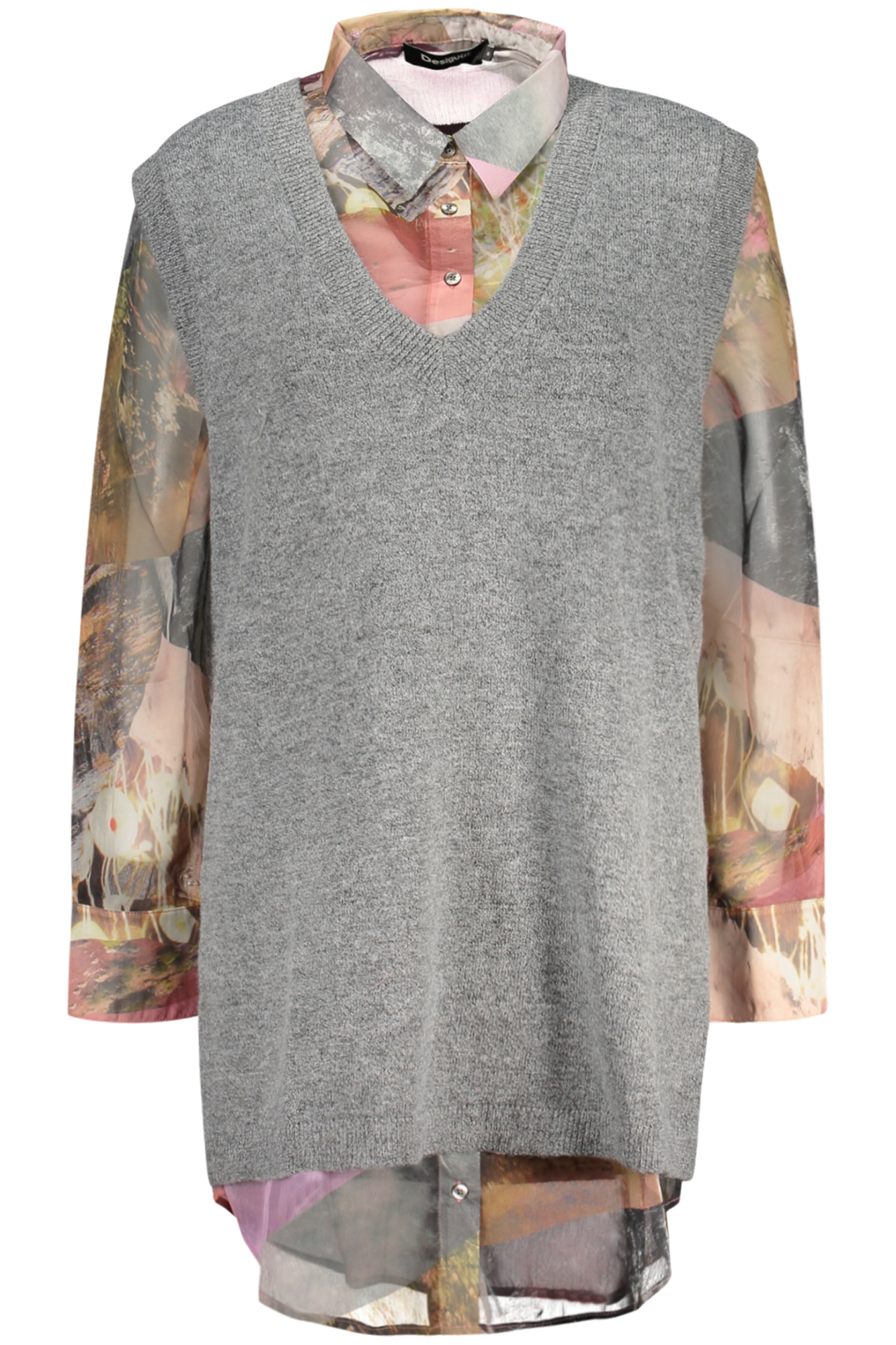 DESIGUAL CAMICIA MANICHE LUNGHE DONNA - Grigio