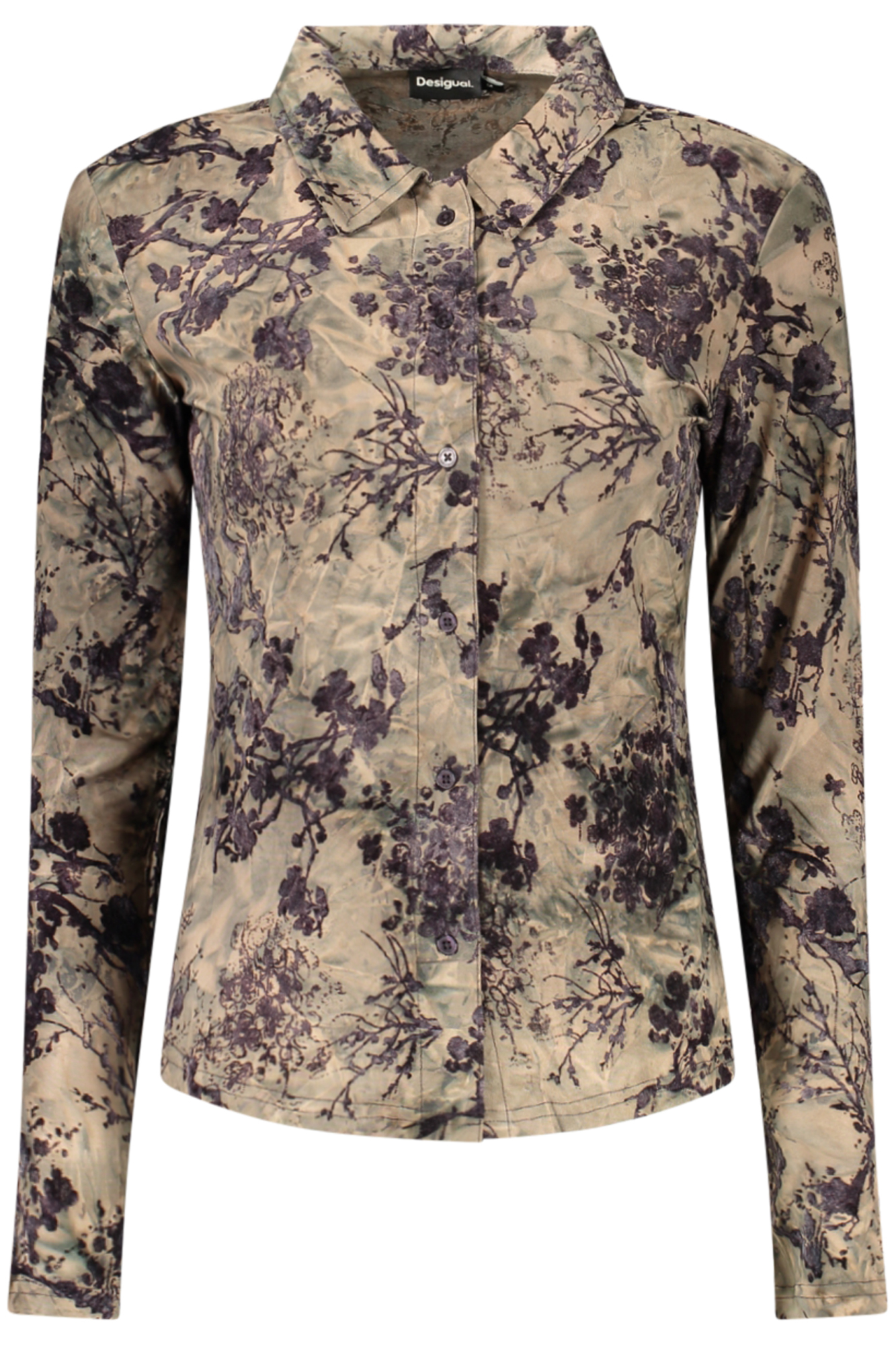 DESIGUAL CAMICIA MANICHE LUNGHE DONNA - Marrone