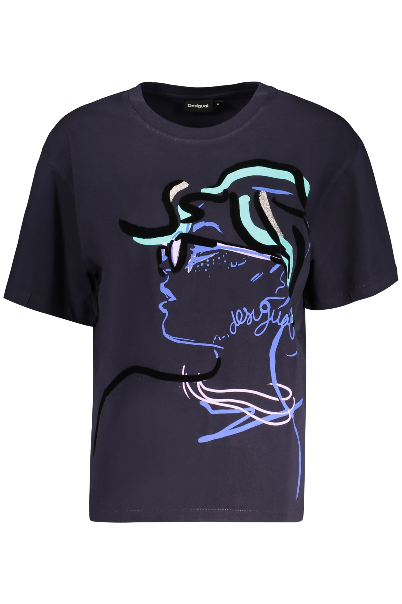 DESIGUAL T-SHIRT MANICHE CORTE DONNA - Blu